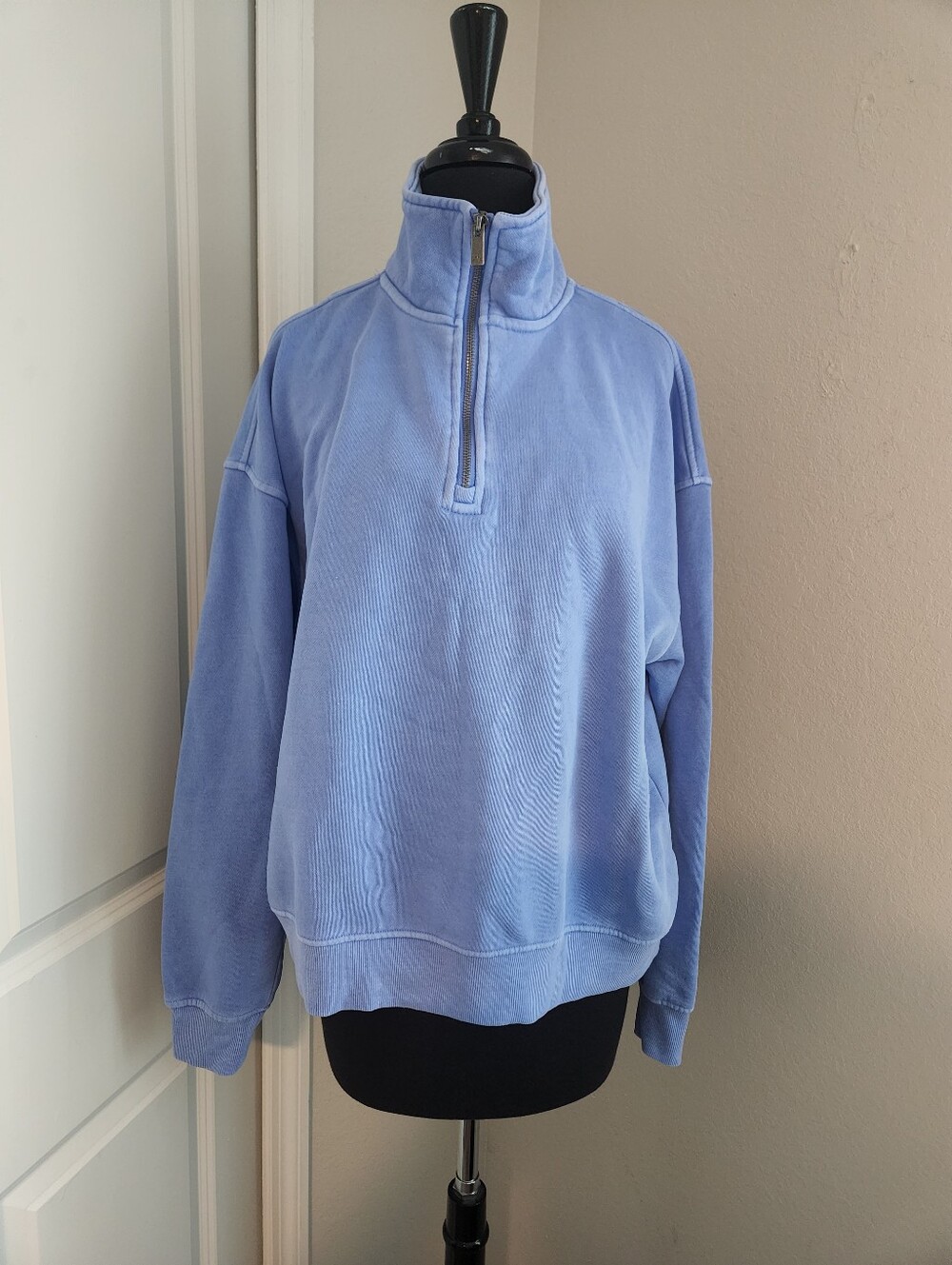 C&C California Pale Blue Half-Zip Pullover Sweater